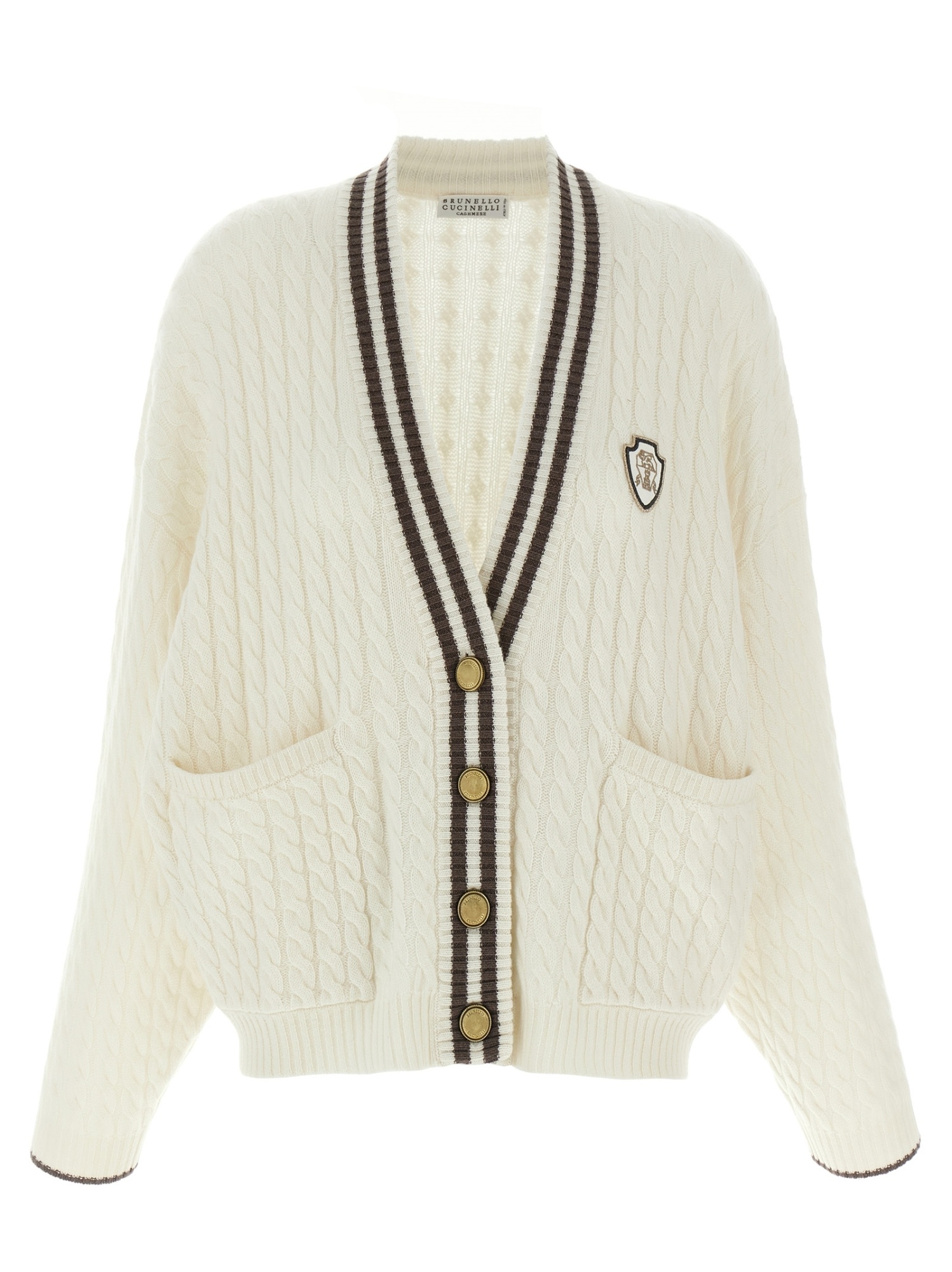Brunello Cucinelli V-neck Braided Knit Cardigan