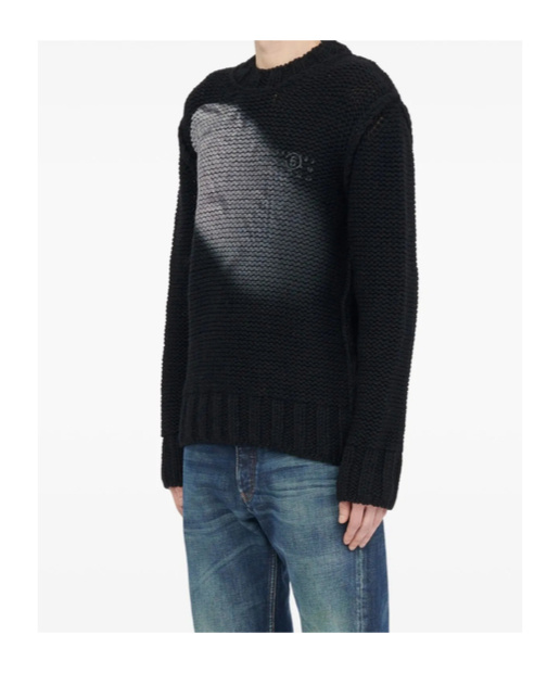 Mm6 Maison Margiela Textured Knit Sweater In Black