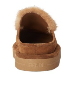 Fendi Apres Chic Brown Suede And Mink Sabots In Brown