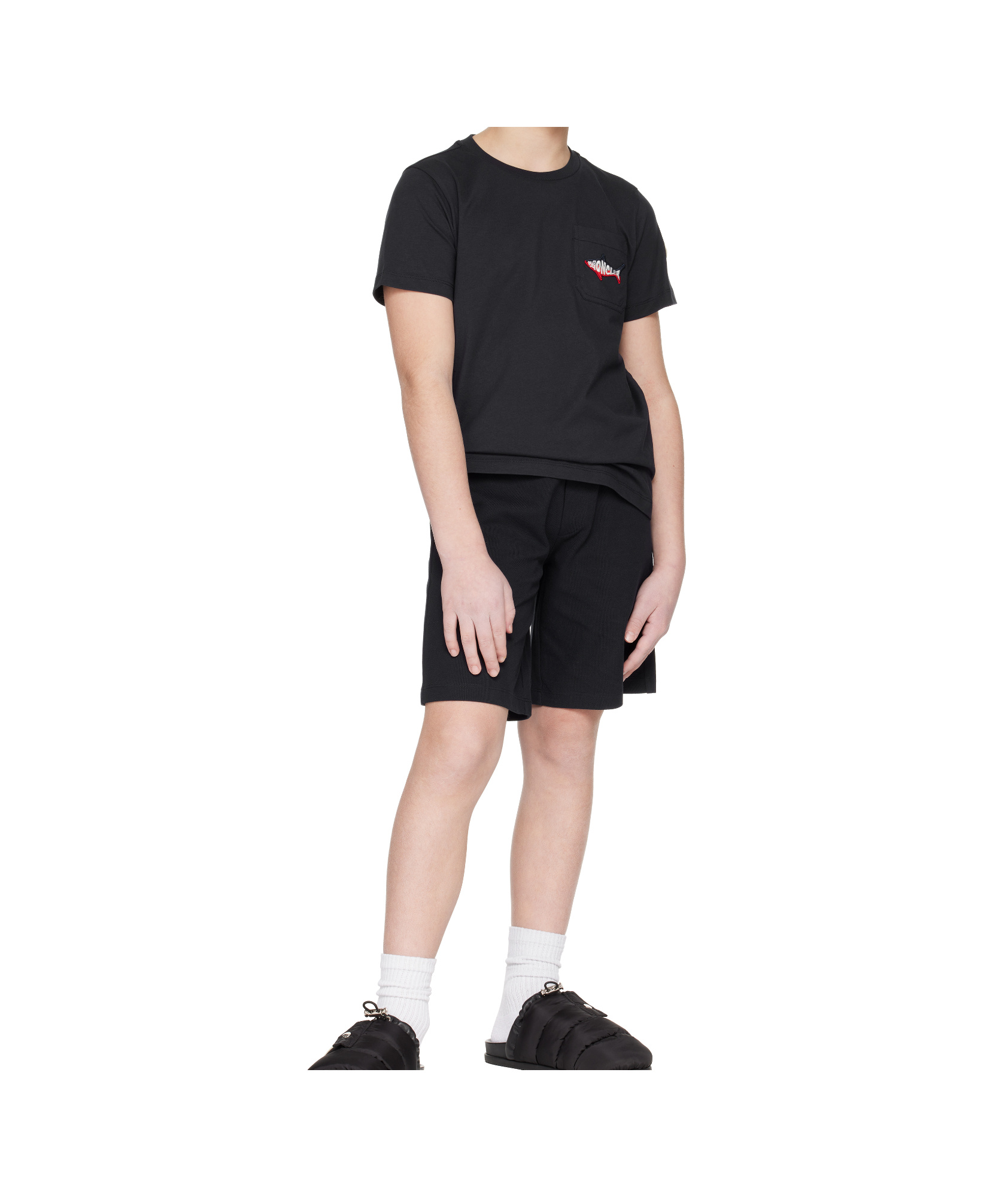 Moncler Round Neck Short Sleeve T-shirt In Blue