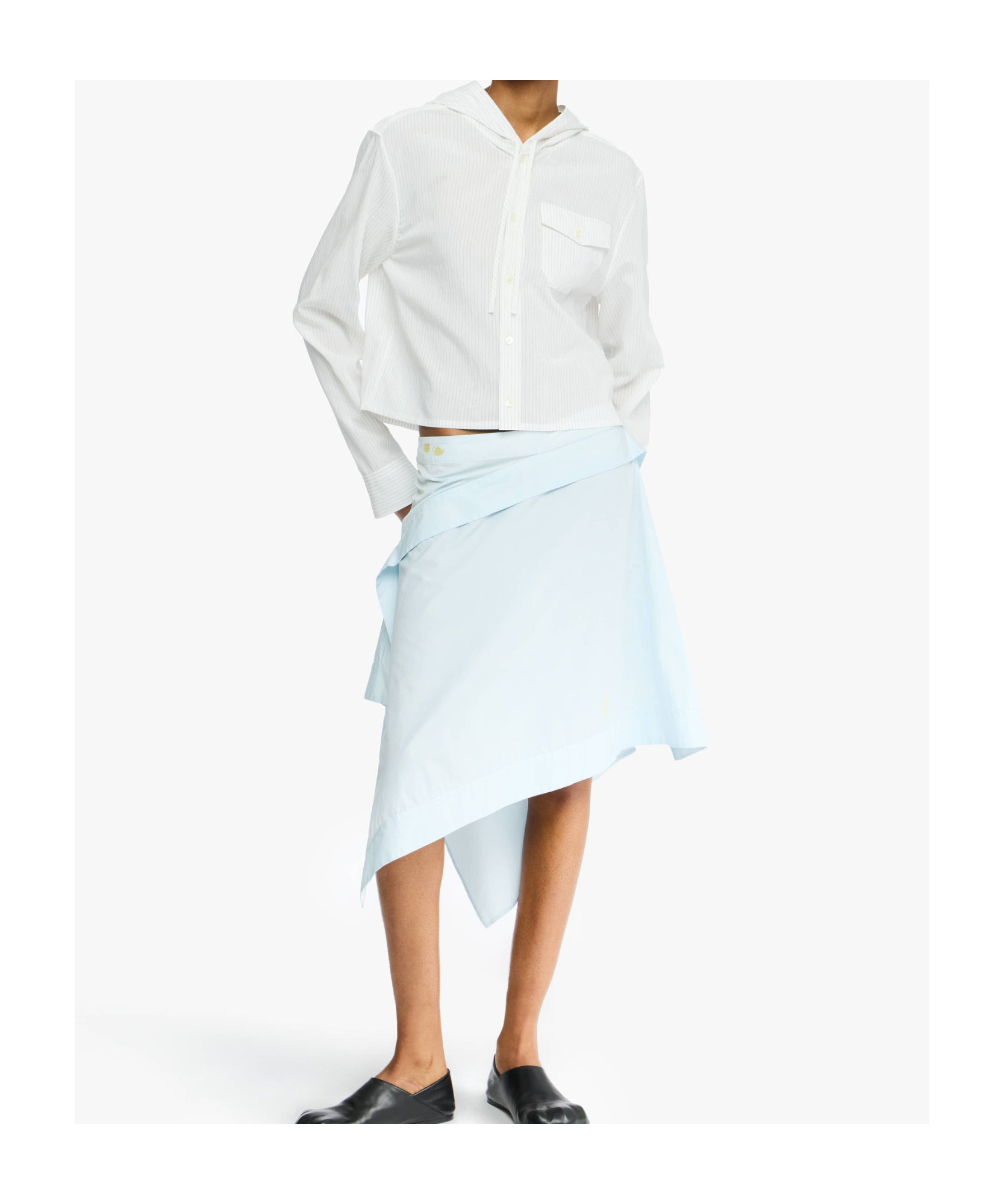 Jw Anderson Cropped Hooded Shirt In White