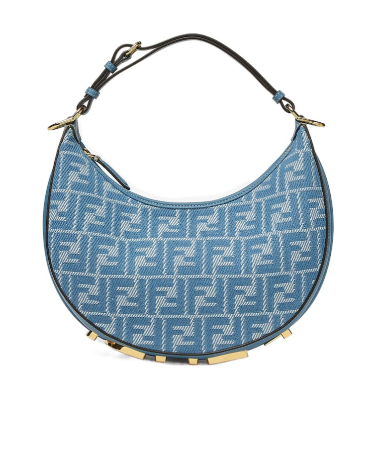 Fendi Mini Bag With Denim-effect Ff Jacquard In Blue