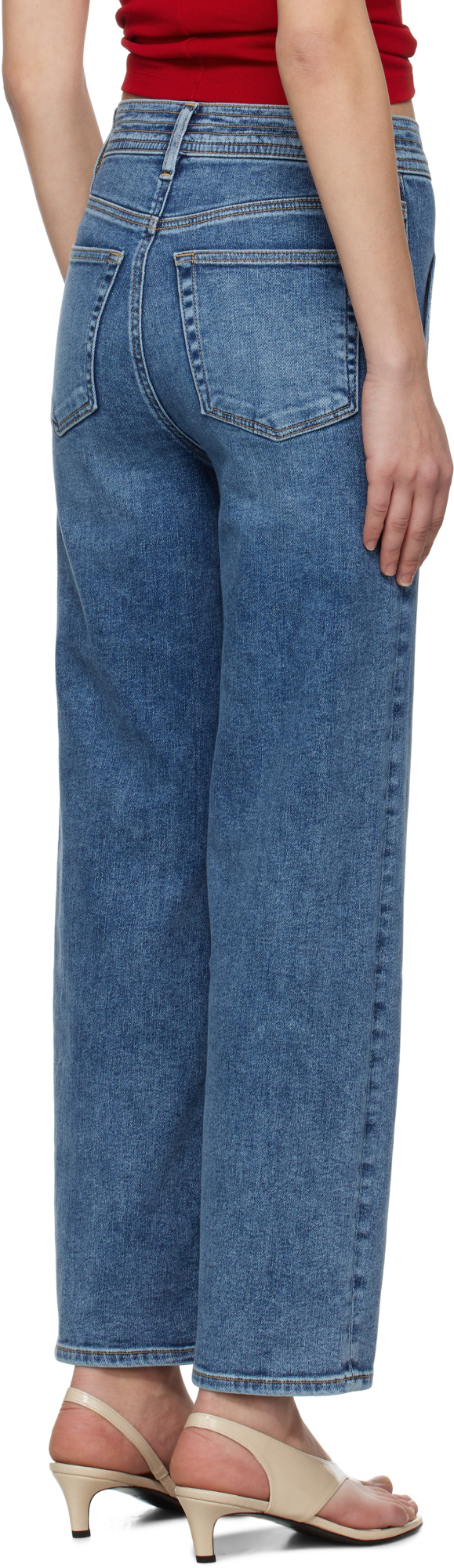 FRAME BLUE TRAPUNTO STRAIGHT JEANS