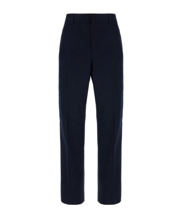 Ferragamo Navy Blue Cotton Pants In Black