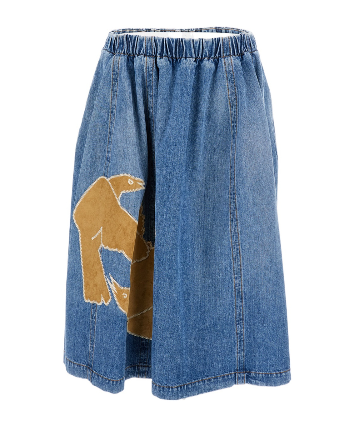 Marni Elastic Waist Denim Skirt In Blue