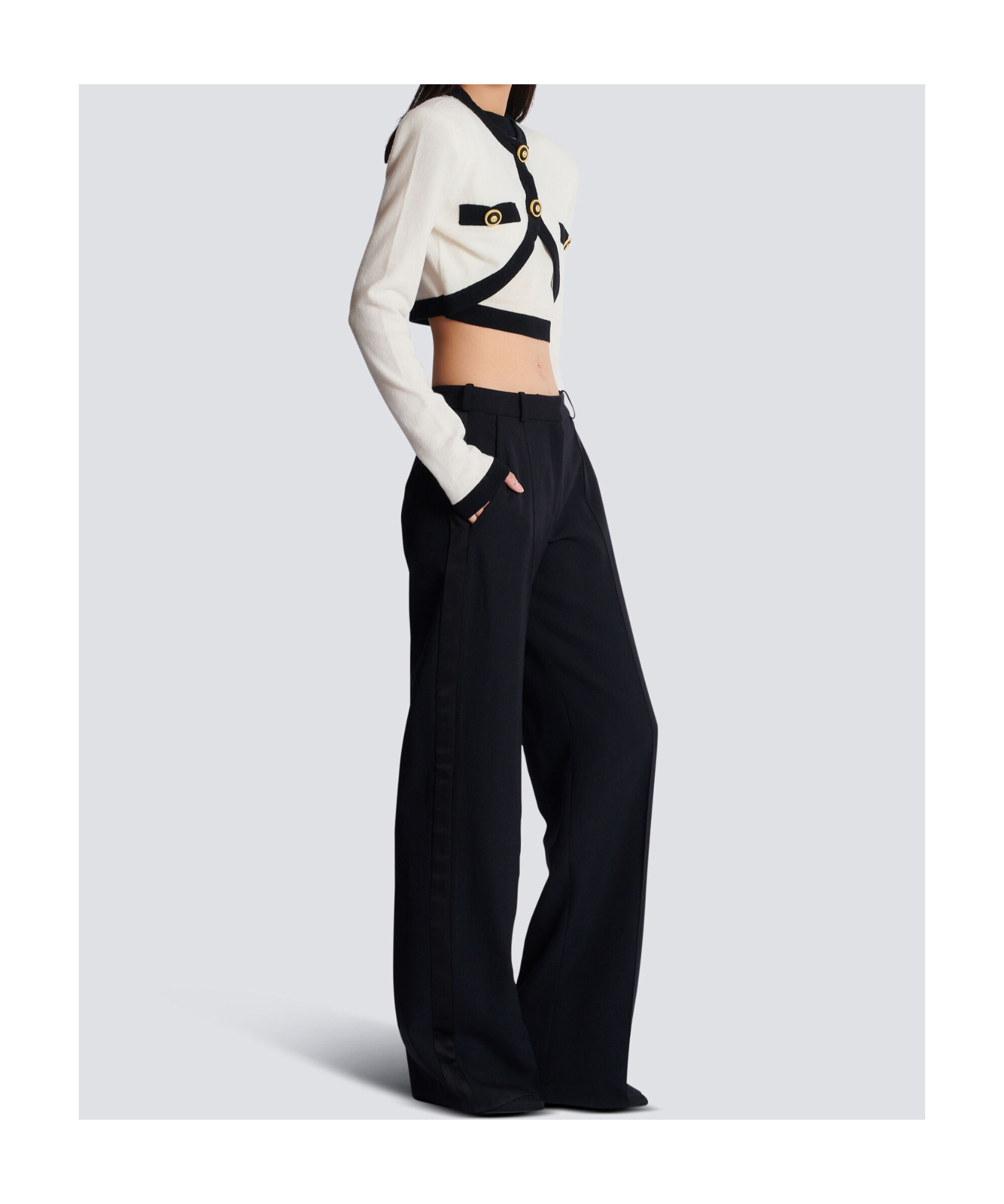 Balmain Cropped Knit Cardigan In White