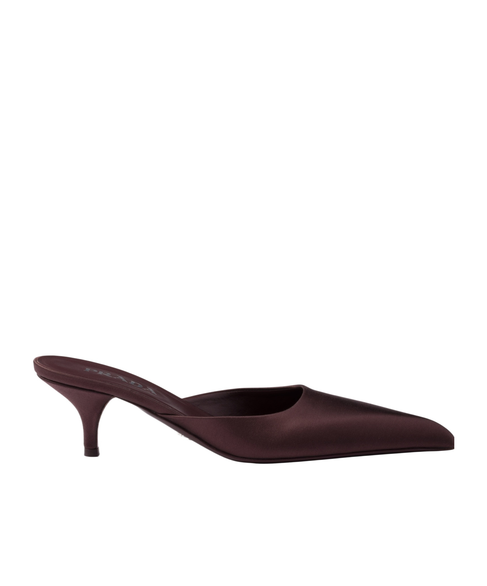 Prada Satin Mules Kitten Heel Pointed Toe In Red