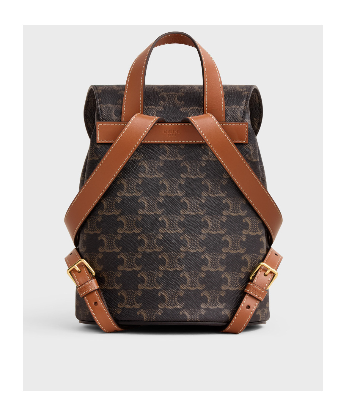 Celine Bonnie Logo Printed Backpack In Brown