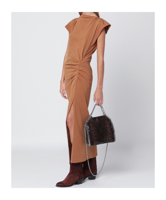 Isabel Marant Nadela Asymmetric Gathered Cotton-jersey Maxi Dress In Gold