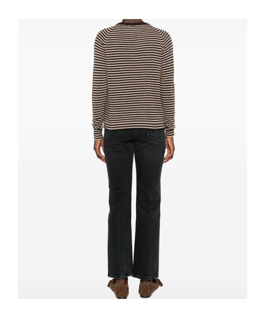 Baserange Striped Crew Neck Sweater In Brown