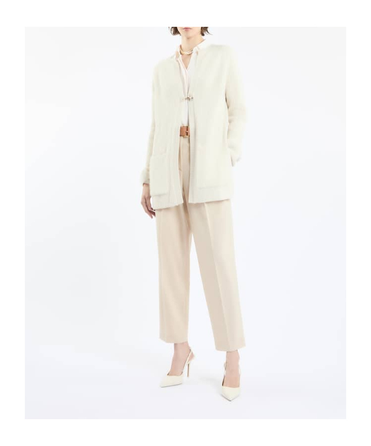 Fay Long-sleeved Knitted Cardigan In White