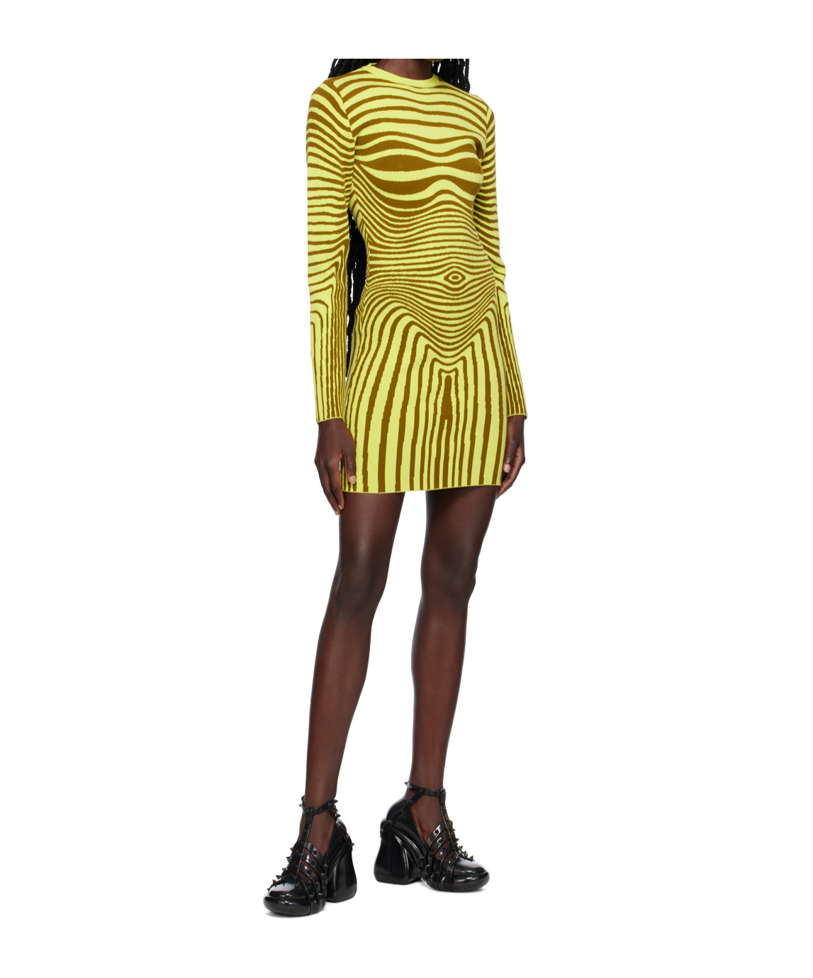 Jean Paul Gaultier The Body Morphing Knitted Minidress In Green