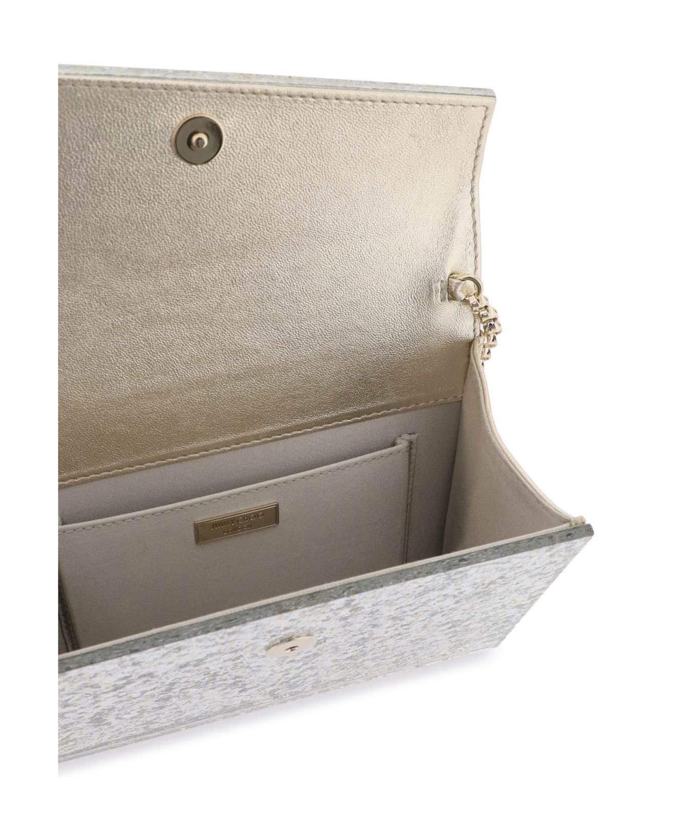 Jimmy Choo Candy Clutch Bag In Acrylic Fabric With Raw Glitter In White