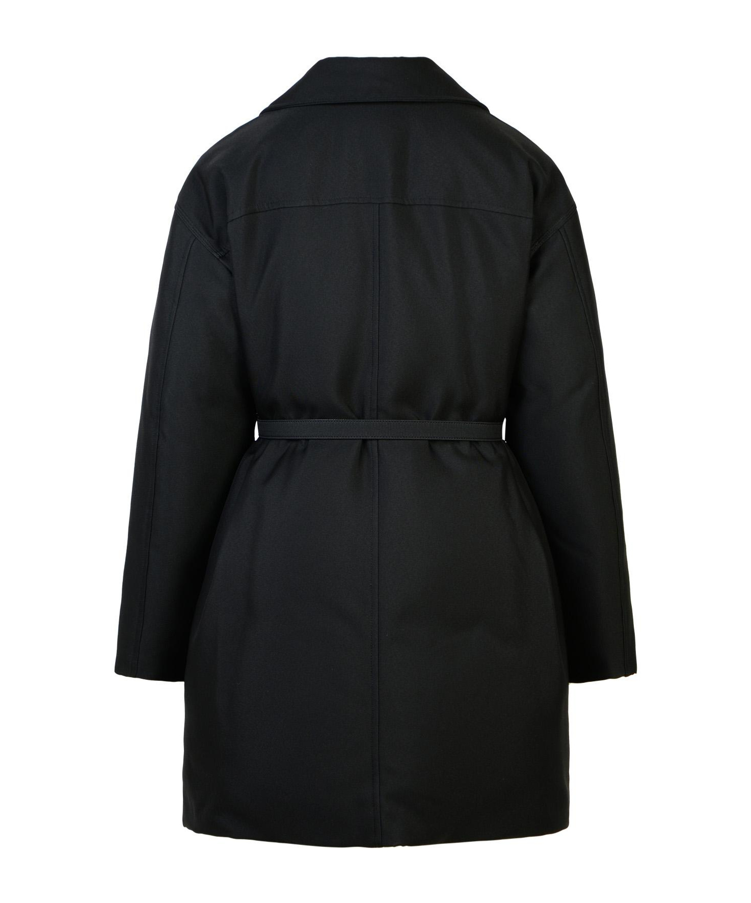 Jil Sander Silk Blend Down Jacket With Belted Waist In Black