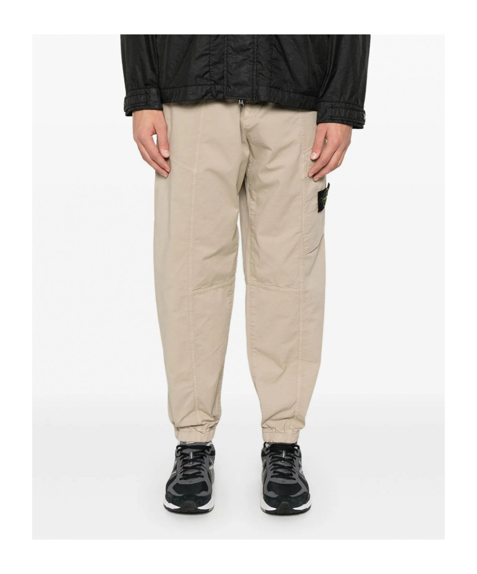 Stone Island Elastic Waist Casual Pants In Black