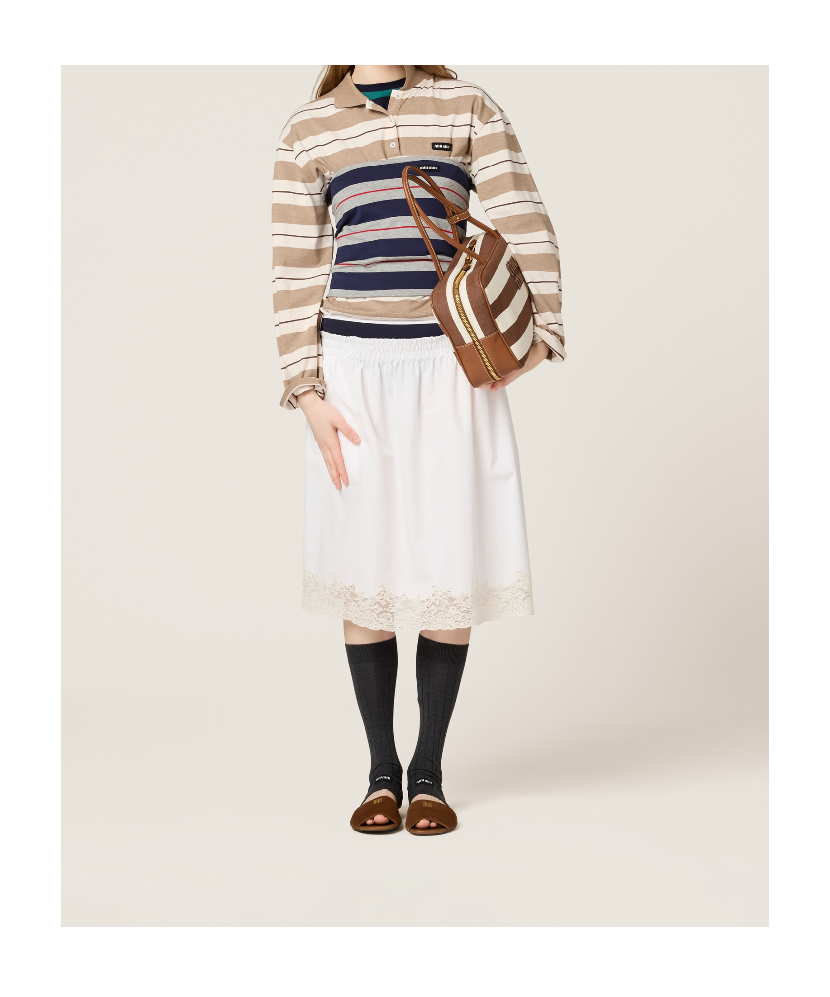 Miu Miu Striped Jersey Bustier Top