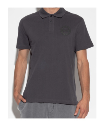 Versace Jeans Couture Logo Print Short-sleeved Polo Shirt In Gray