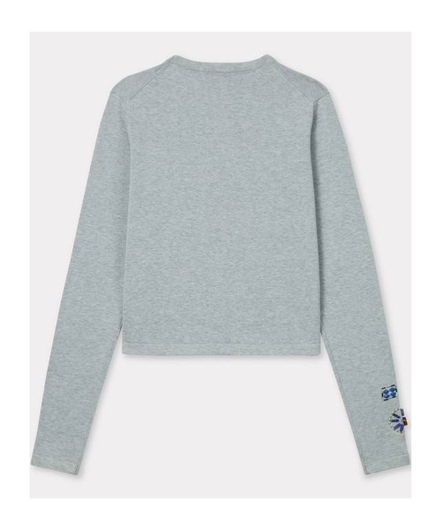 Kenzo Long-sleeved Embroidered Cardigan In Gray