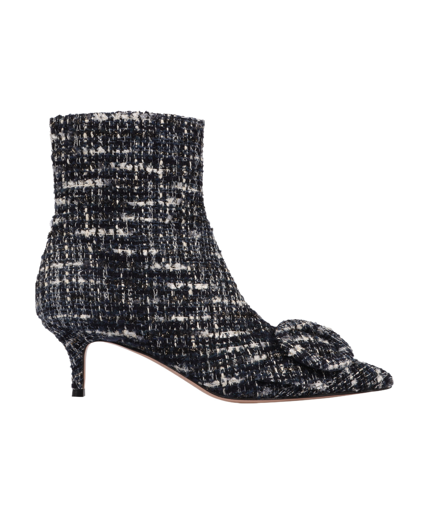 Shop Gianvito Rossi Pointed Toe Tweed Ankle Boots In Black