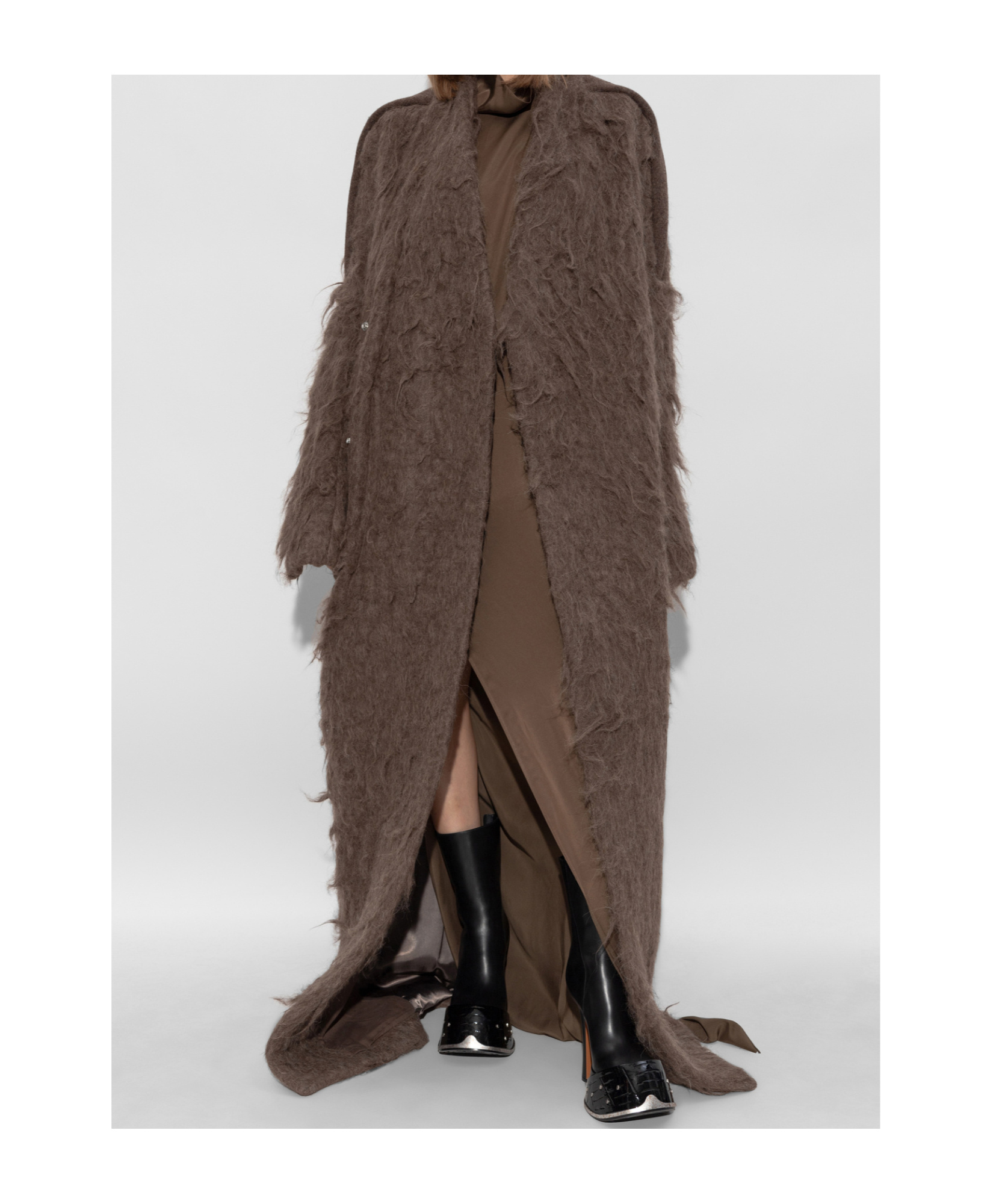 Rick Owens Brushed-finish Coat In Brown