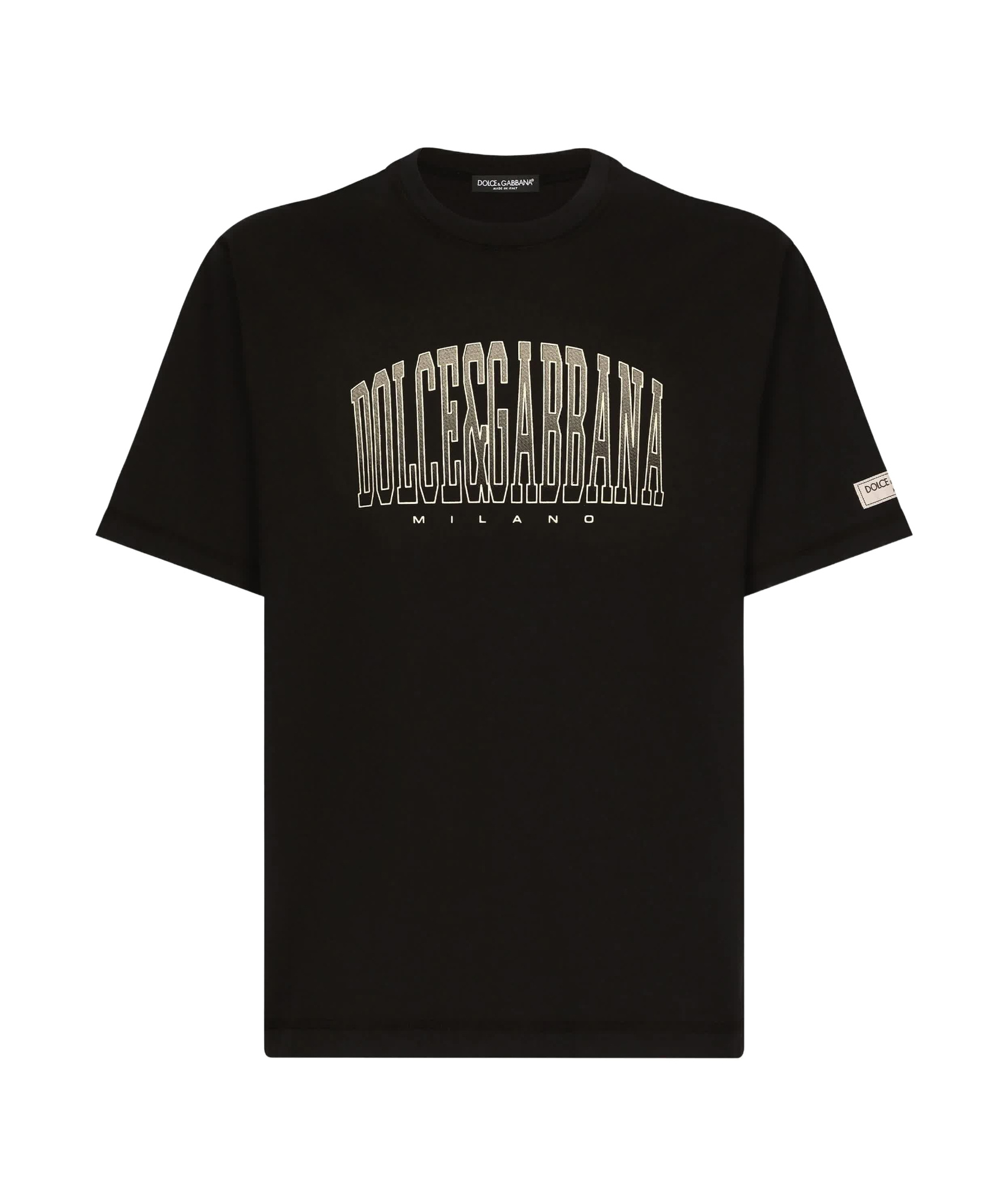 Dolce & Gabbana Black T-shirt With Logo Lettering Print In Black