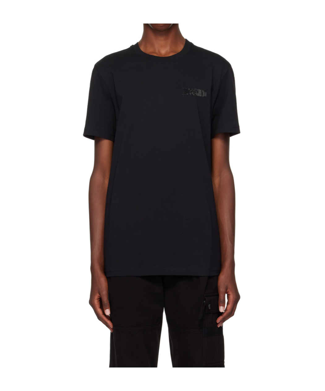 Moschino Round Collar Logo T-shirt In Black
