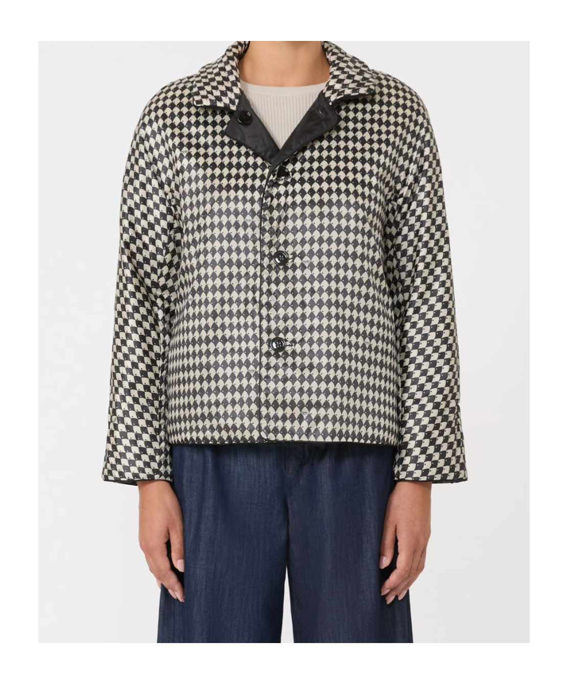 Max Mara Double-sided Cotton Jacket In Black