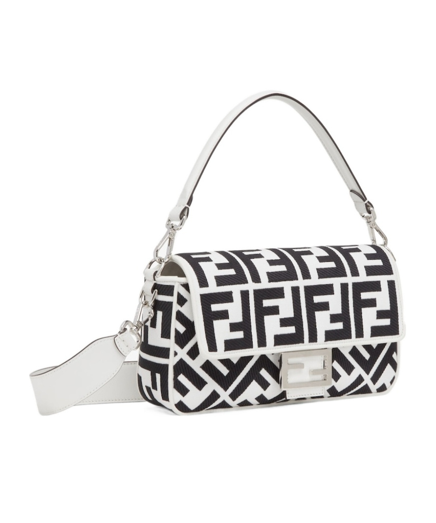 Fendi Luxurious Lamb Leather Crossbody Handbag In Argentopal For Women In White