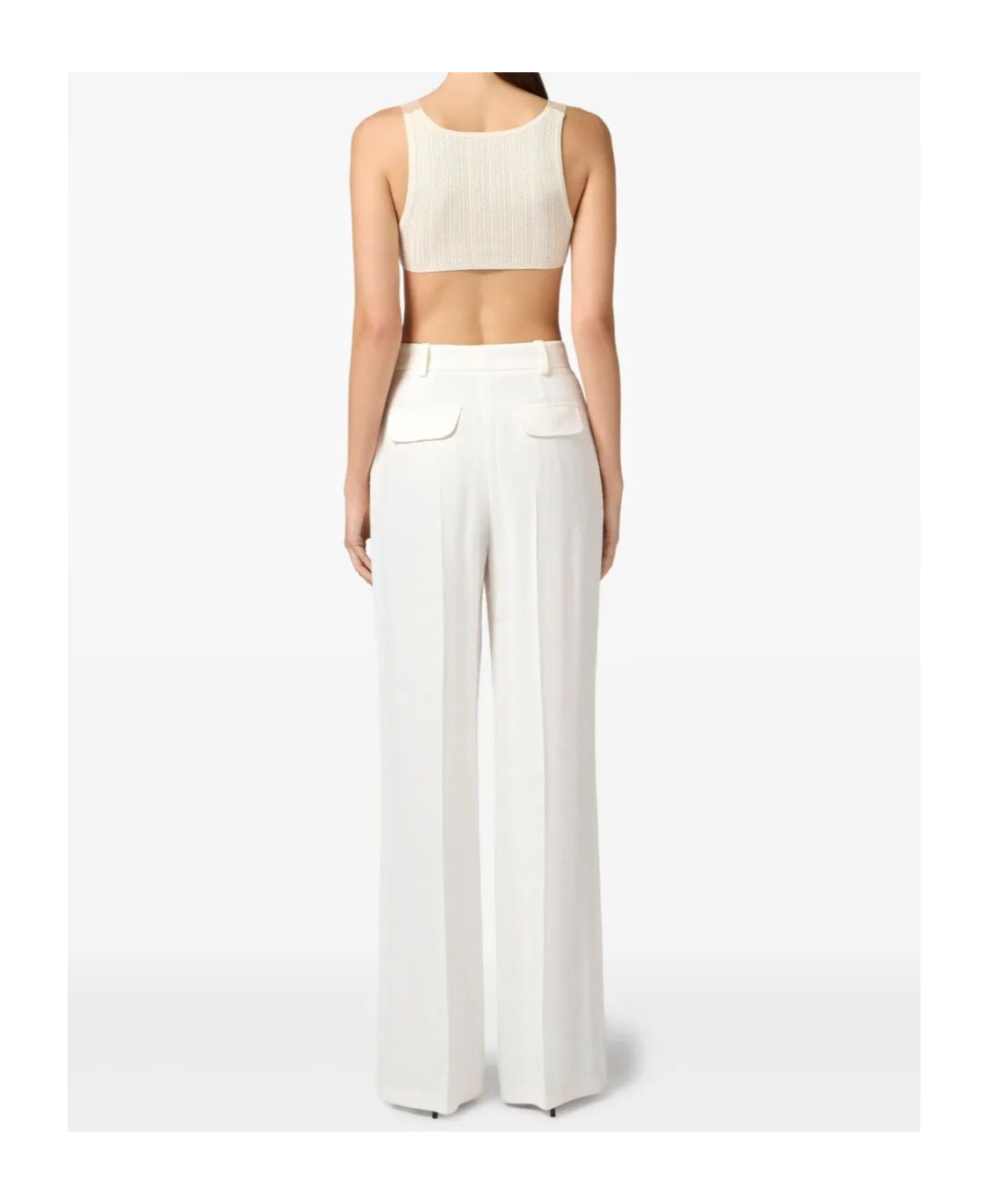 Elisabetta Franchi High-waisted Trousers Wide-leg Design Front Pleats In White