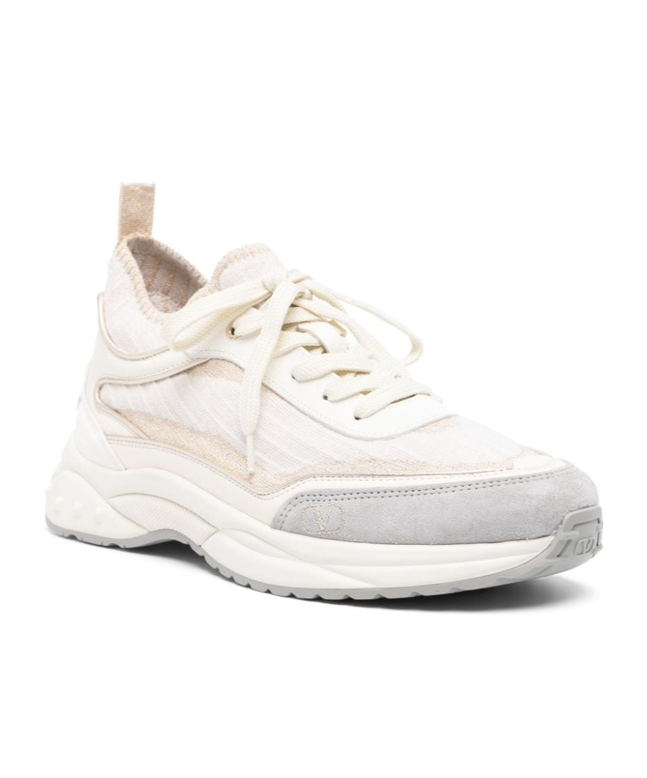 Valentino Low-top Chunky Leather Sneakers In White