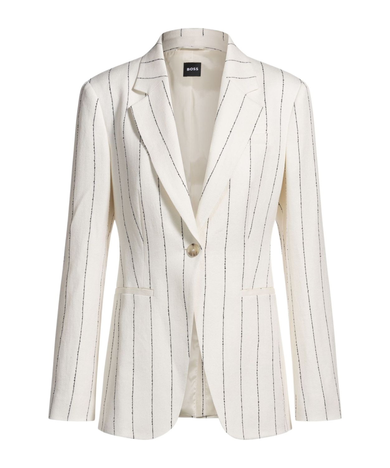 Shop Hugo Boss Striped Blazer In White