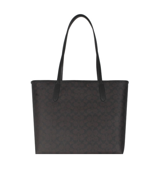 Coach Logo Printed Handbag In Black