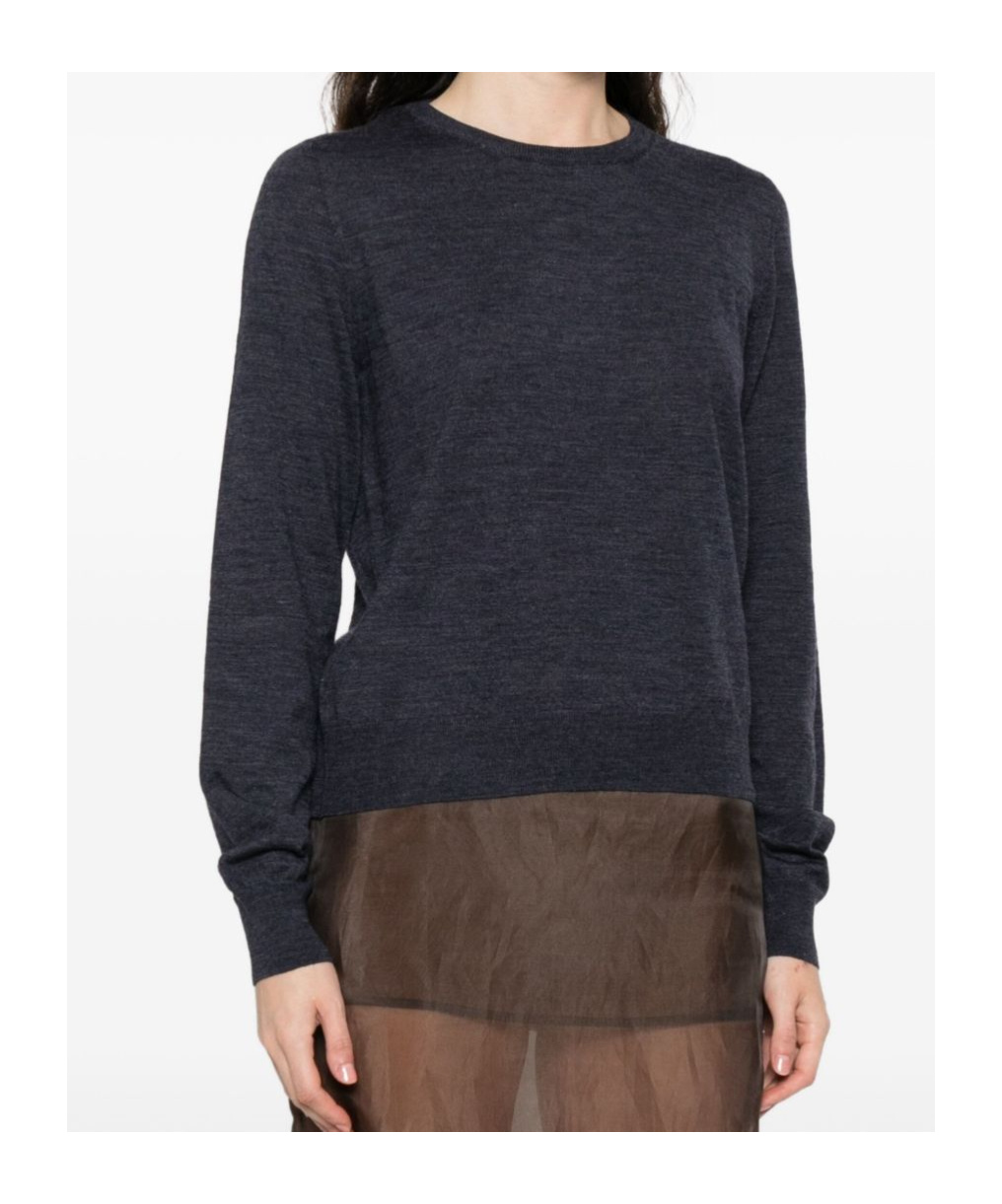 Maison Margiela Lightweight Wool Crewneck Long Sleeve Sweater In Black