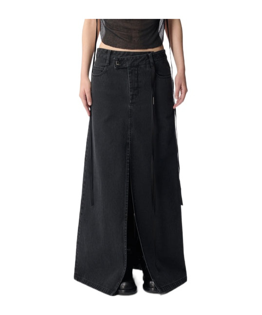 Ann Demeulemeester Asymmetrical Denim Skirt In Black