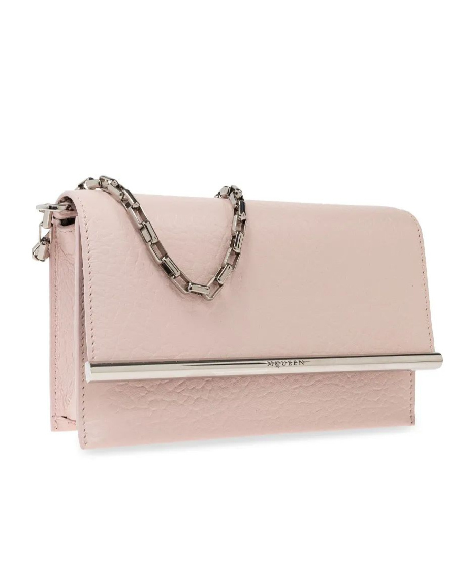 Alexander Mcqueen Lambskin Crossbody Bag With Metal Bar Accent In Nude