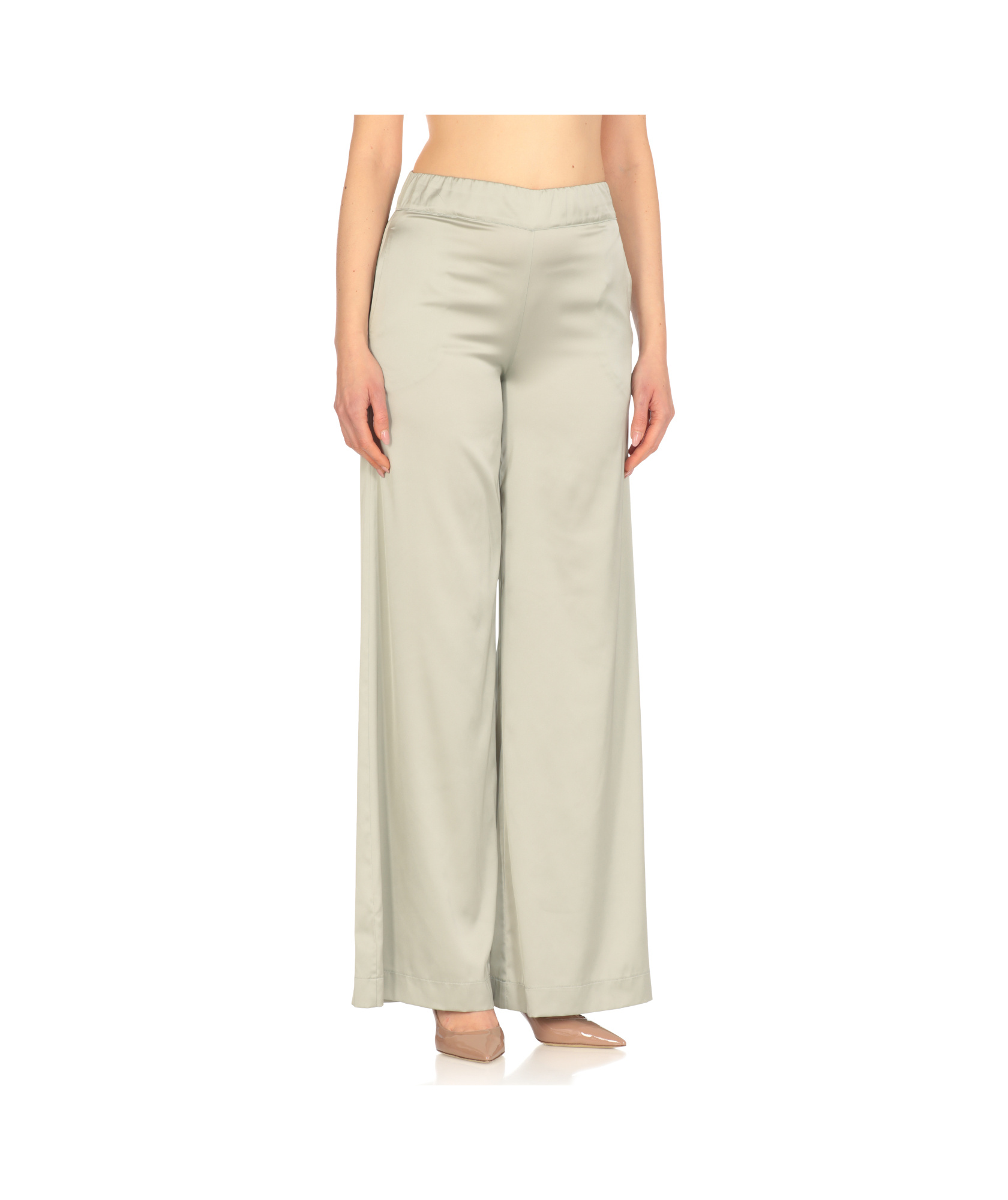 D Exterior D. Exterior Grey Satin Pants In White