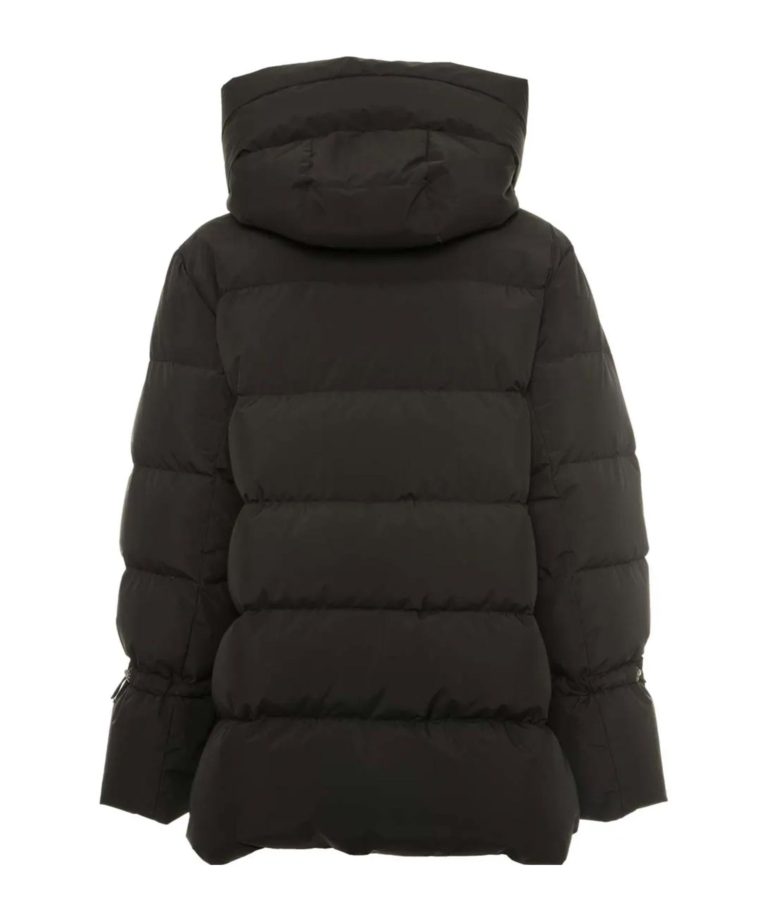 Moorer Quilted Coat Hood Drawstring Hem In Black