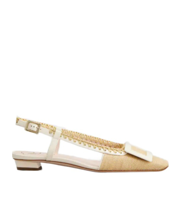 ROGER VIVIER BELLE VIVIER SLINGBACK BALLERINAS IN CANVAS 