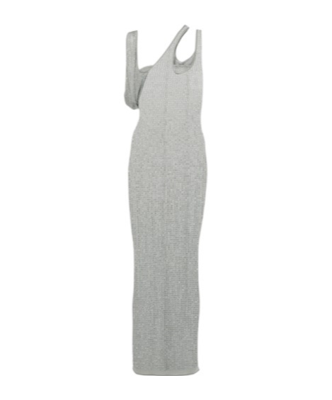 Attico Embellished Jersey Midi Dress In Gray