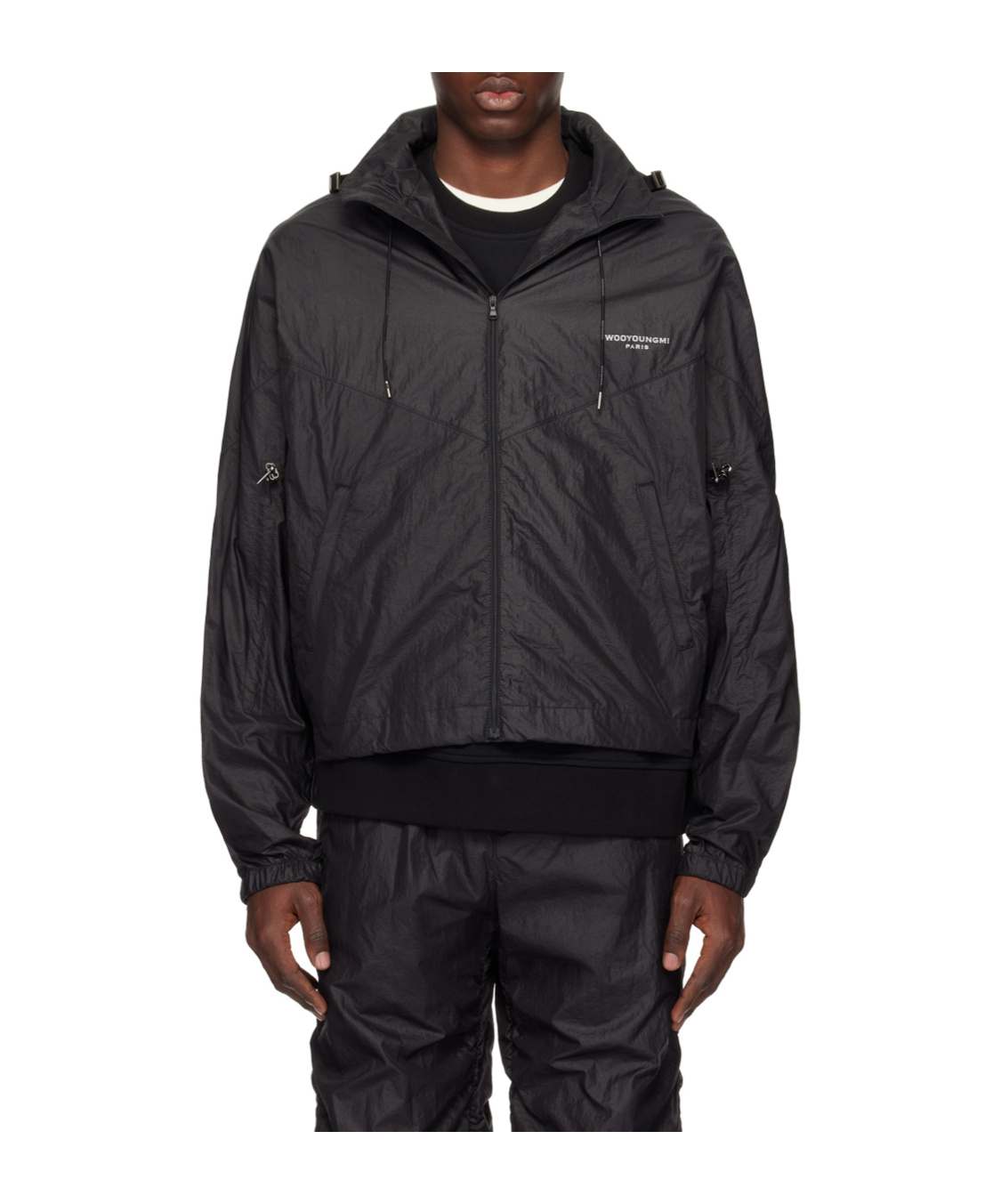 Wooyoungmi Logo-print Hooded Jacket In Black