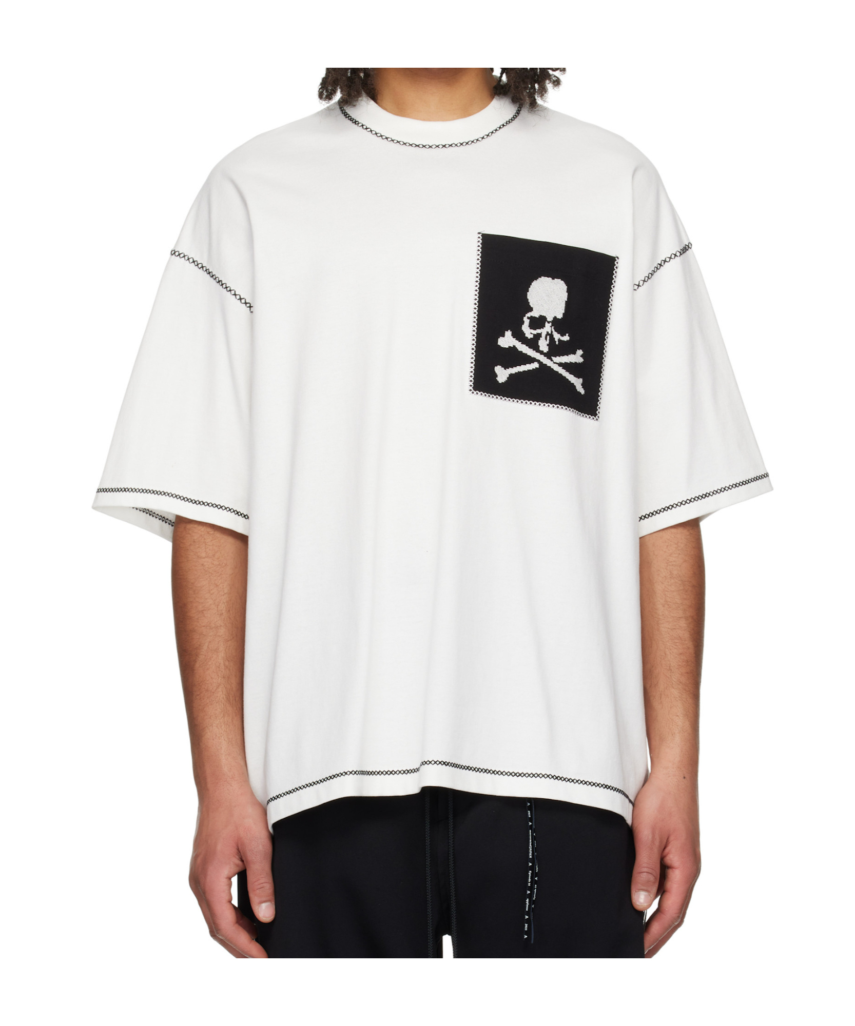 Mastermind Japan White Boxy Cross-stitch T-shirt In White