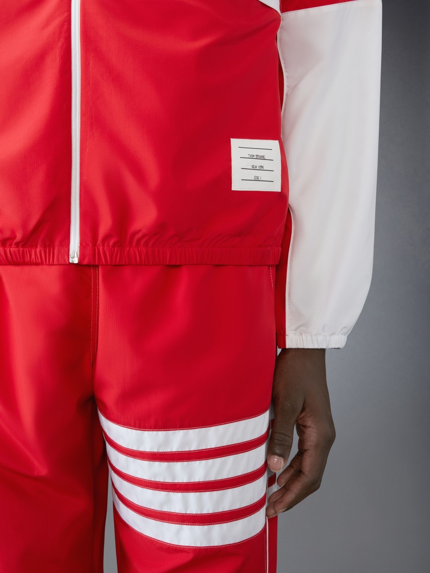 Thom Browne Ripstop-windbreaker Mit Streifen In Red