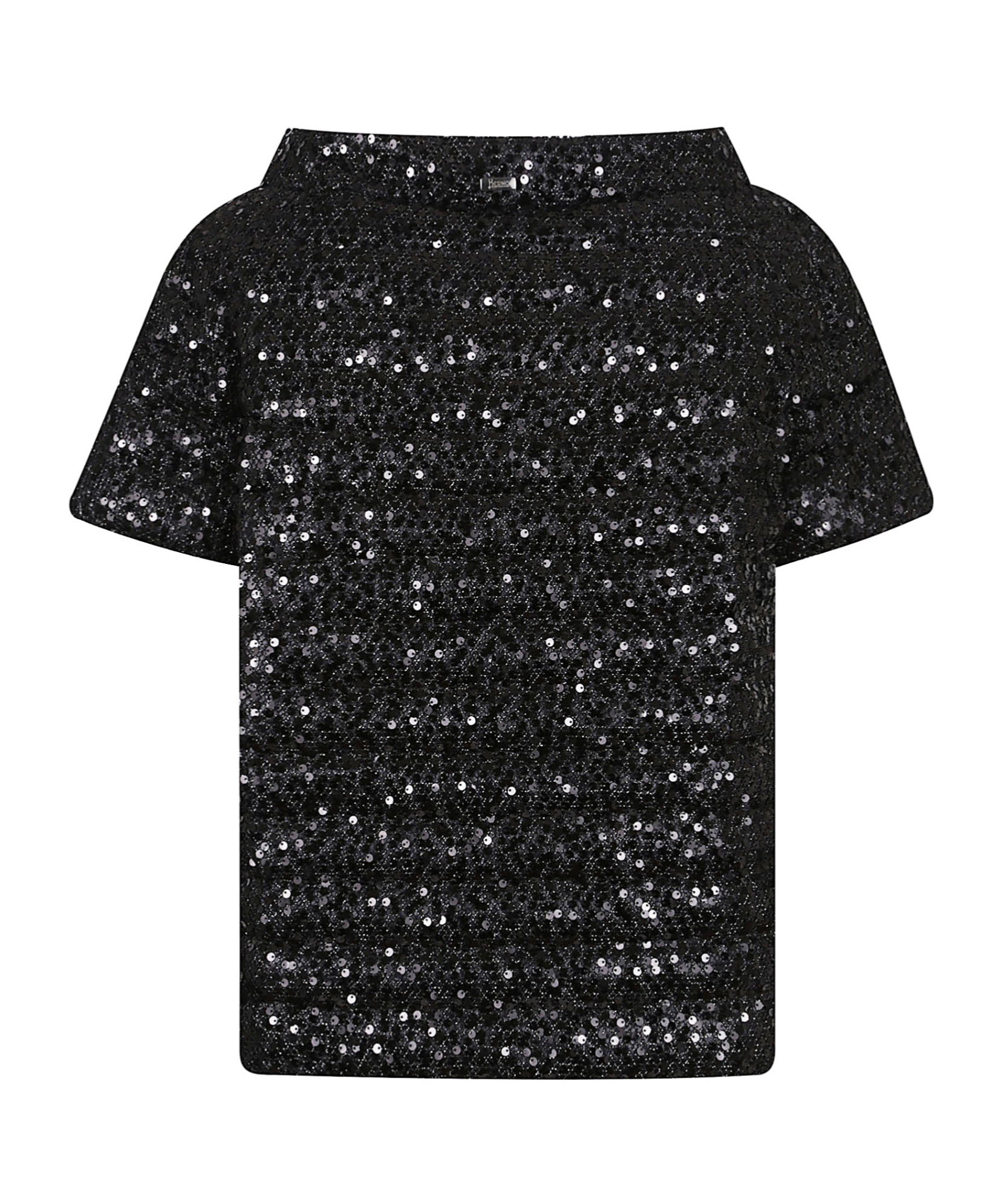 Herno Sequin Embellished Boat-neck Puffer Jacket In Black