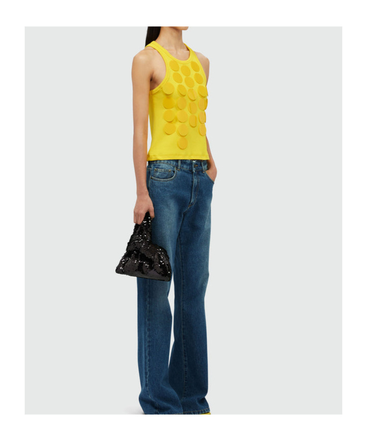 Msgm Top With Maxi Paillettes In Yellow