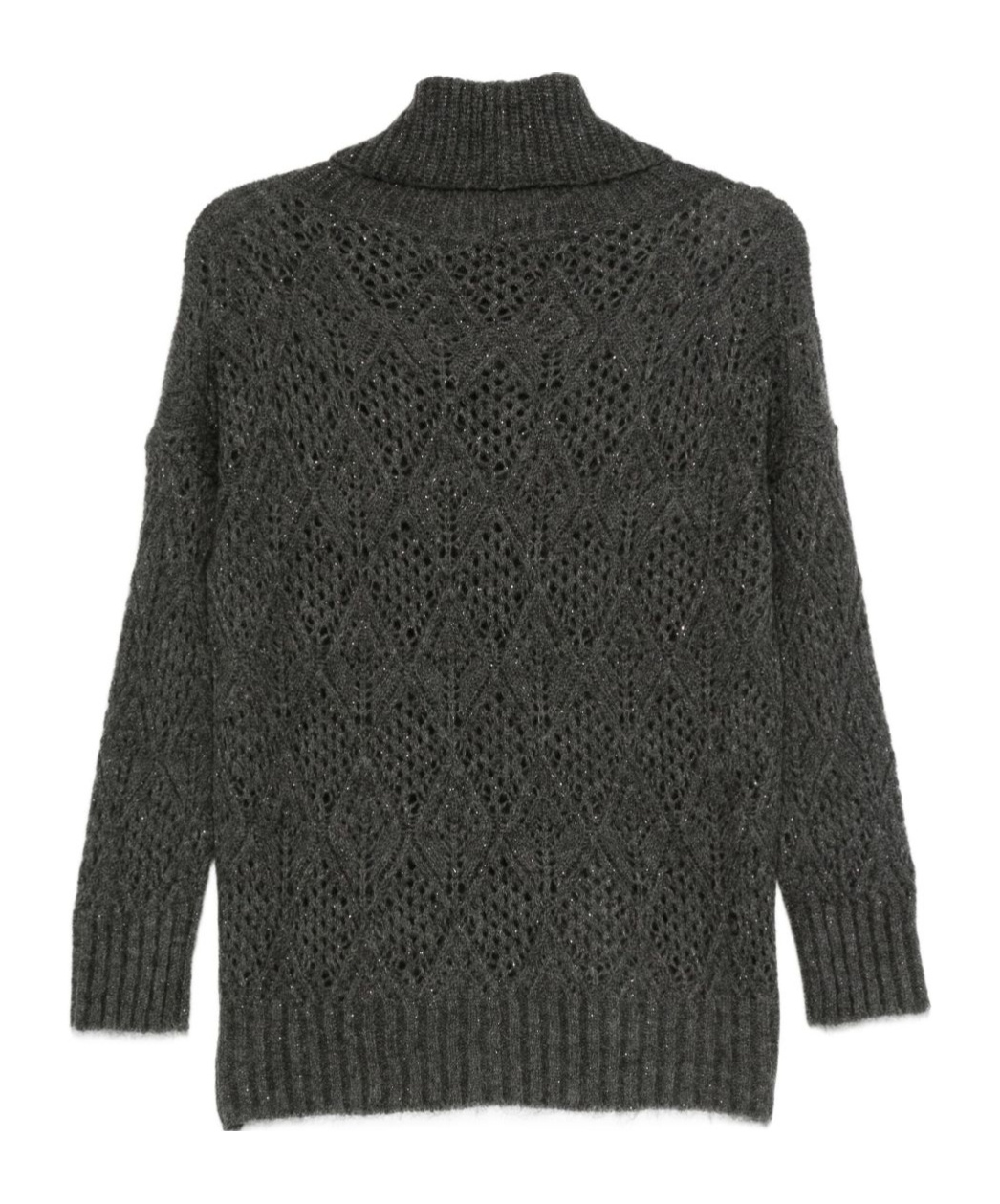 D Exterior High-neck Long-sleeved Sweater In Black