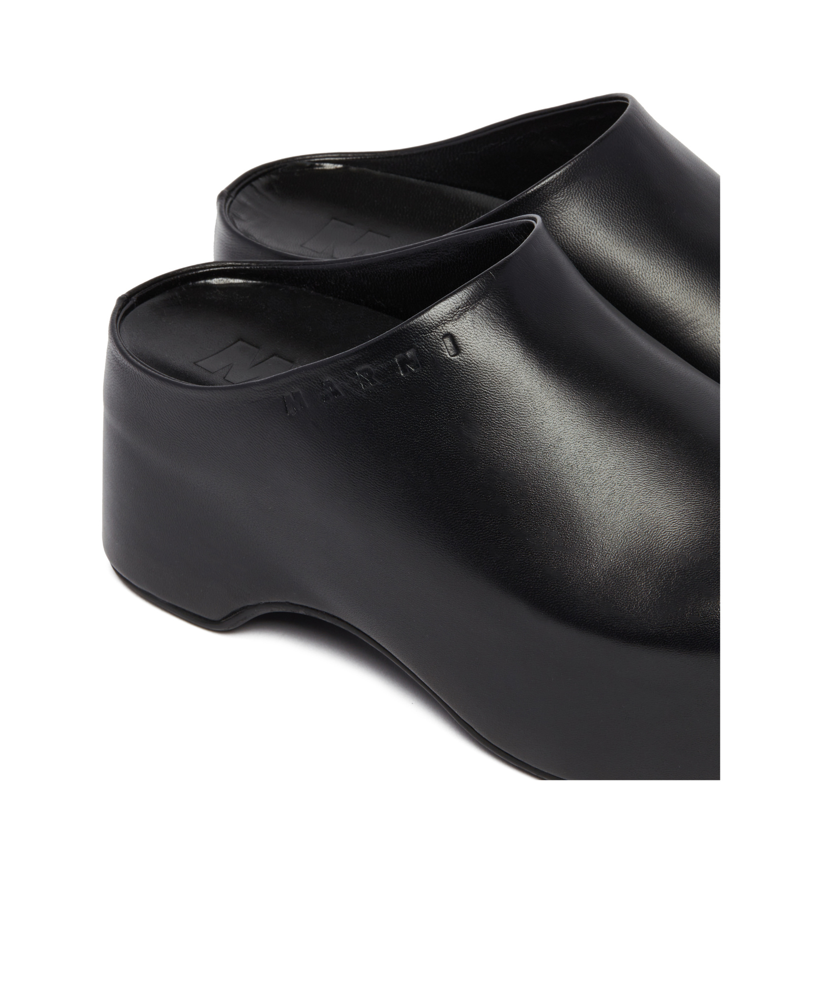 Shop Marni Black Leather Chunky Clog Sabot
