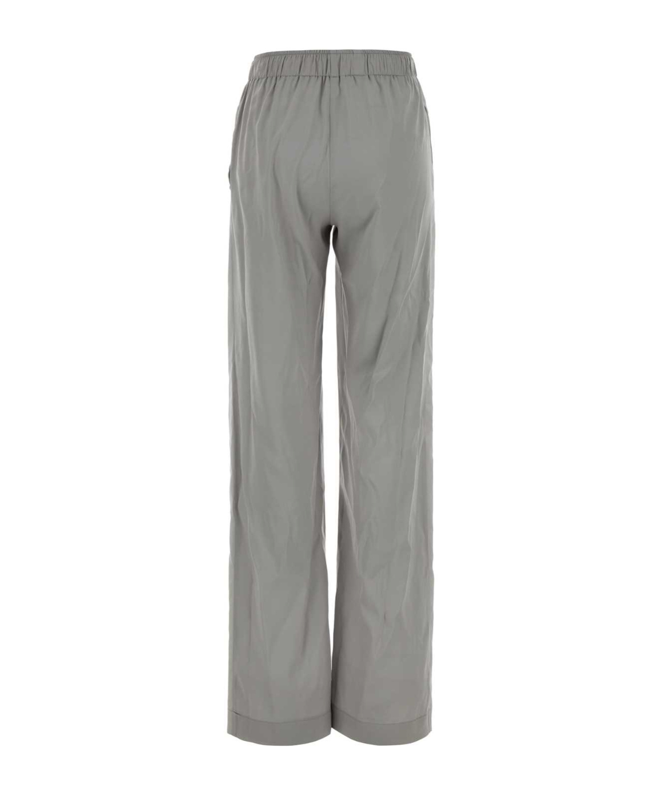 Ermanno Scervino Stretch Silk Palazzo Trousers With Side Stripe In Gray