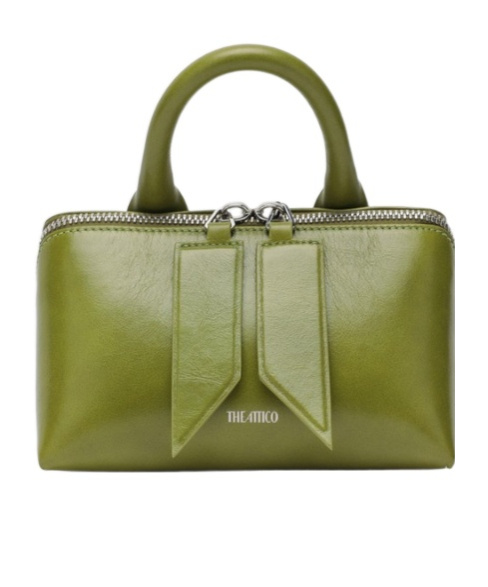 Attico Mini Friday Leather Top Handle Bag In Green