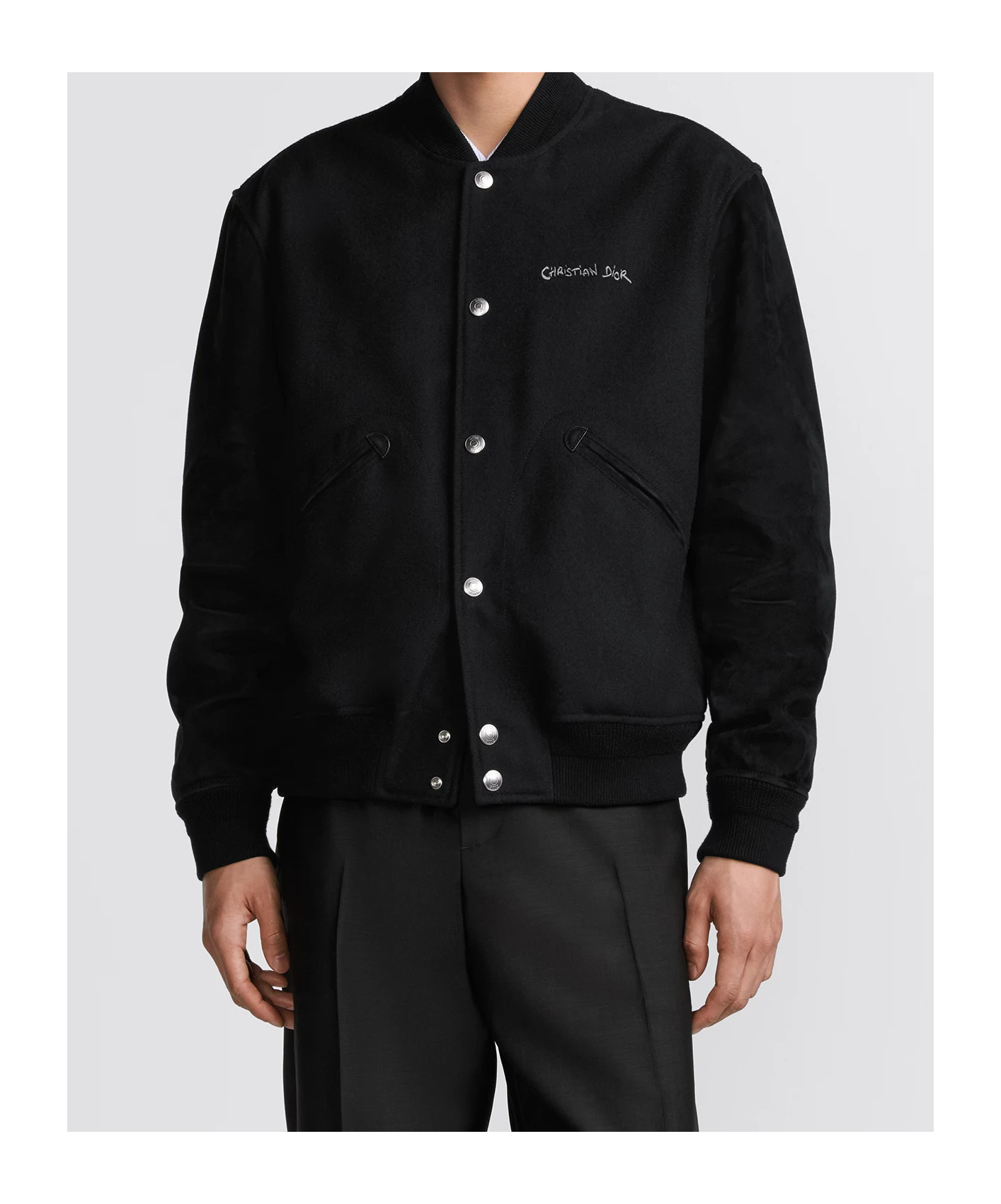 Dior Logo Long-sleeved Casual Jacket In Black
