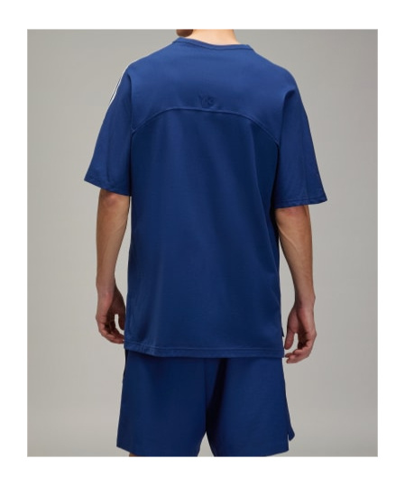 Y-3 3-stripes Short Sleeve Tee In Blue